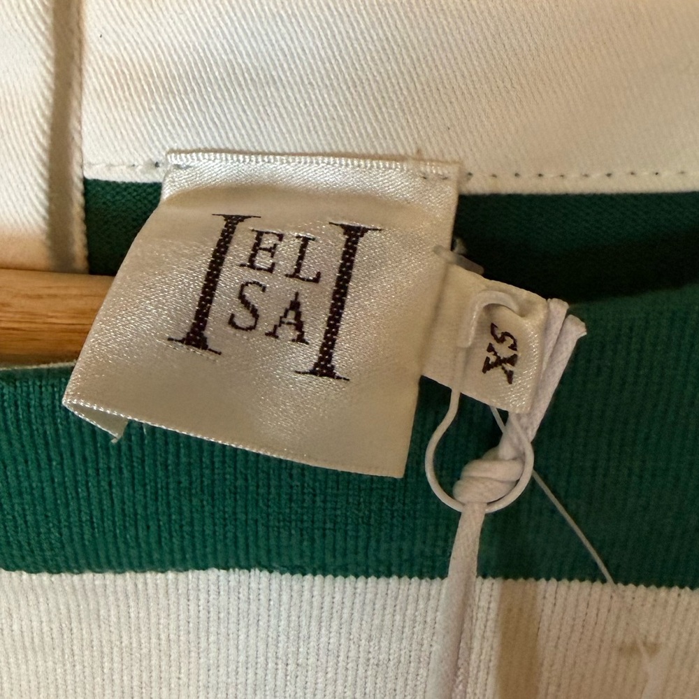 Helsa Rugby Organic Cotton Mini Dress Green Ivory Stripe NWT Size XS - Picture 4 of 8